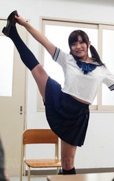 Japanese Schoolgirl Feet - Aika Hoshino Asian sucks cock and dildo and gets cum in mouth