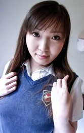Japanese Schoolgirl Hairy - Haruka Ohsawa Asian in uniform shows her big nude bazoom bas