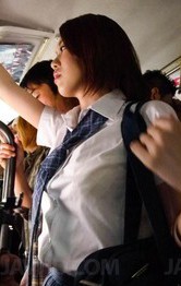 Asian Schoolgirl Milf - Yuna Satsuki Asian has firm cans touched and sucks dicks in bus