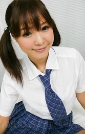 Asian Schoolgirl Blowjob - Momoka Rin Asian in short skirt gets cum after stroking woody