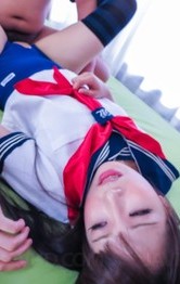 Asian Schoolgirl Fingering - Yuri Sakurai sucks dong and gets it through crotchless uniform