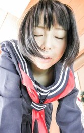 Japanese Schoolgirl Anal - Yuri Sakurai with dildo in asshole is fucked through crotchless